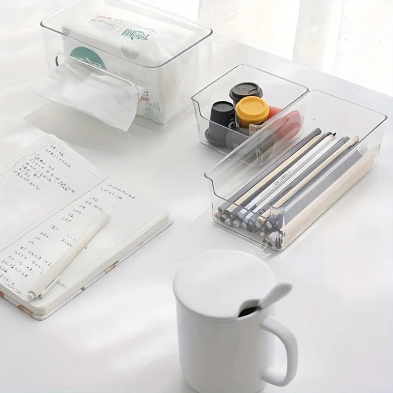 7-Piece Drawer Organizer Set, Cosmetic Storage Box, for Organizing Desktop Clutter and Office Stationery and Makeup Accessories, Compact Design, Lightweight Organizing Equipment, Materials, Desk Accessories, Multi-Compartment Storage Space