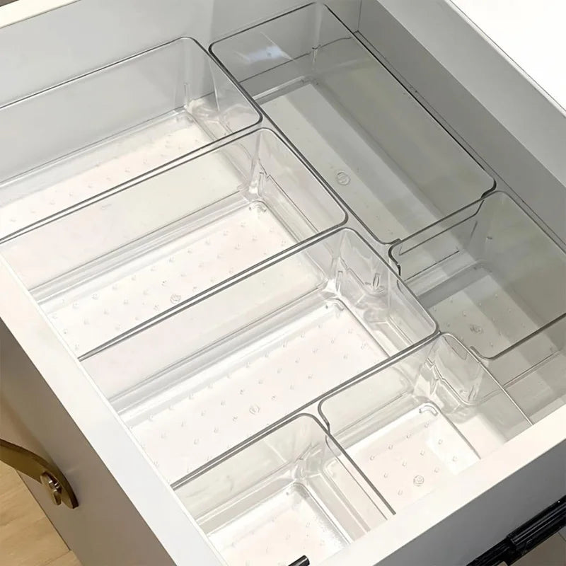 7-Piece Drawer Organizer Set, Cosmetic Storage Box, for Organizing Desktop Clutter and Office Stationery and Makeup Accessories, Compact Design, Lightweight Organizing Equipment, Materials, Desk Accessories, Multi-Compartment Storage Space